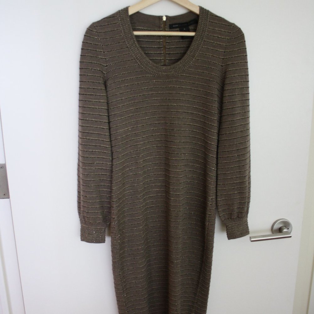 New Marc Jacobs merino wool midi stripe knit dress
